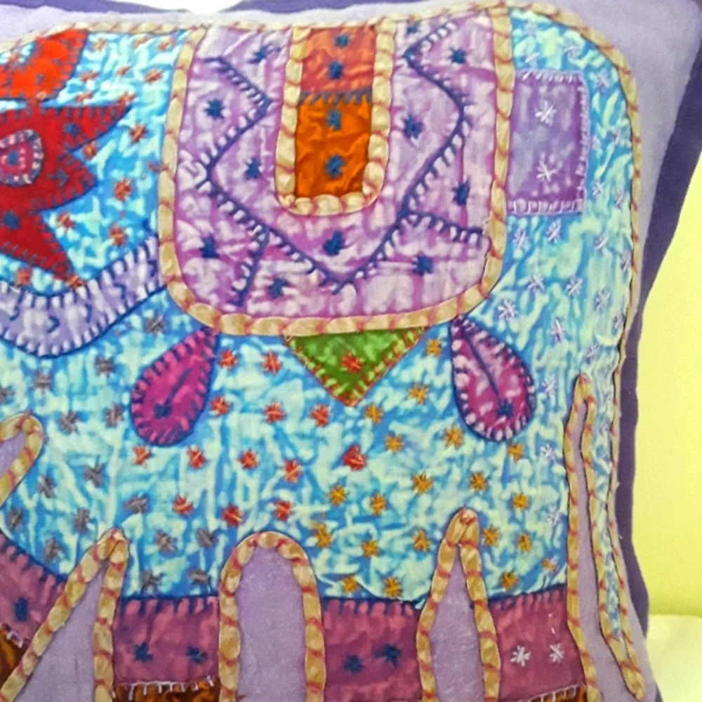 "SOLD"PURPLE ELEPHANT BOHO CUSHION COVER - Picture 5 of 7